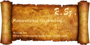 Rasovszky Szabolcs névjegykártya